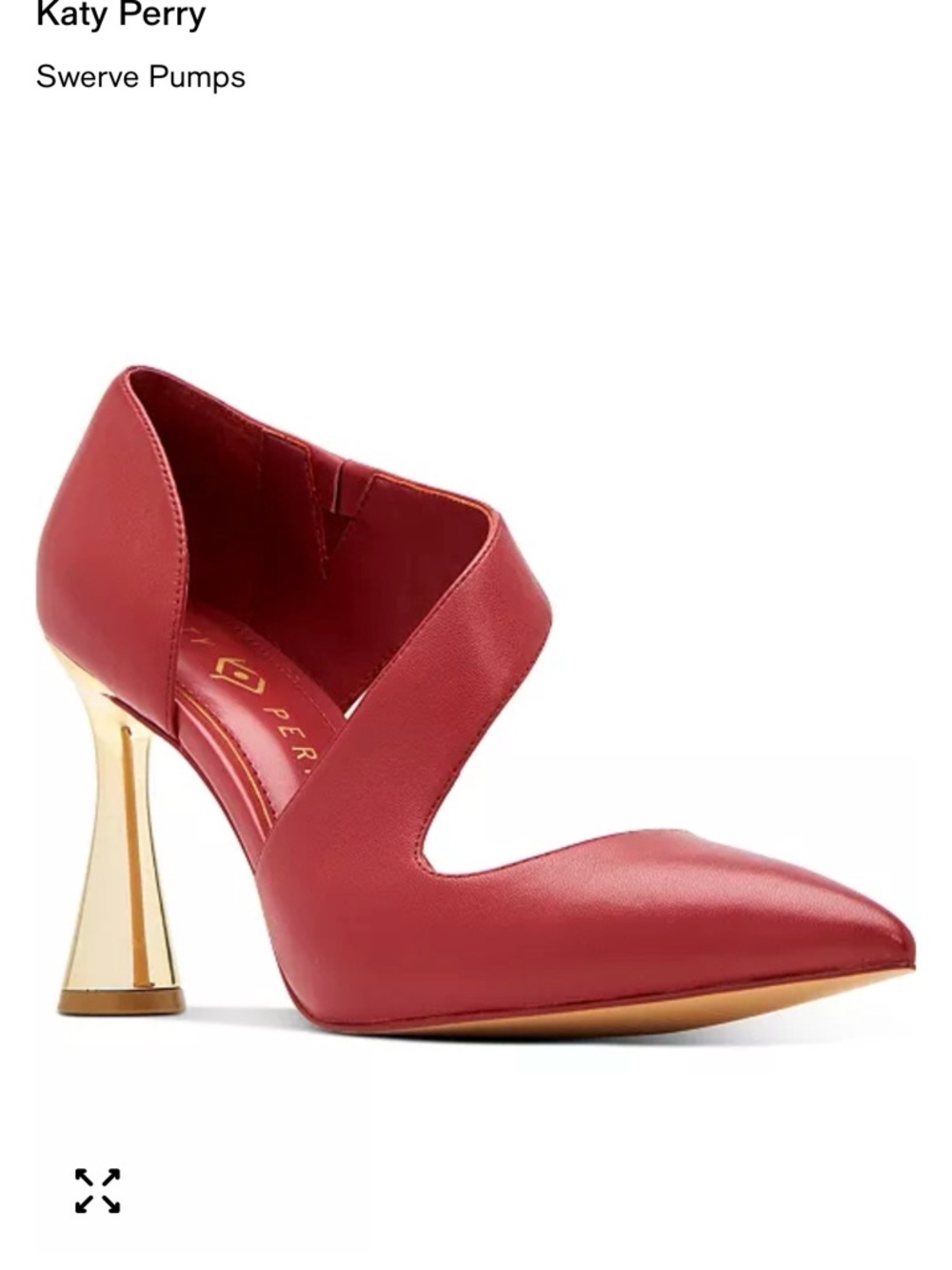 Katy Perry Collections Red Pointed Cutout Pump with Gold Sculpted Heel